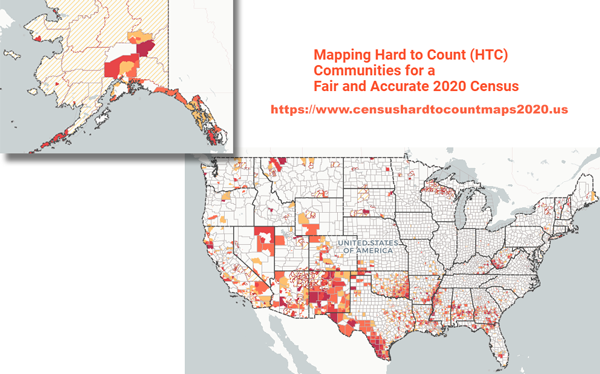 Text: Mapping Hard to Count (HTC) Communities for a Fair and Accurate 2020 Census. https://www.censushardtocountmaps2020.us